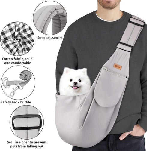 CUBY Dog and Cat Sling Carrier - Hands-Free Reversible Pet Papoose Bag, Soft Pouch and Tote Design for Small Dogs and