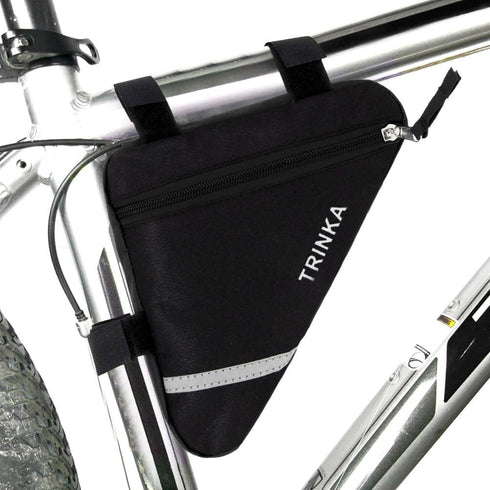 MOOCY Black Bicycle Bike Storage Bag, Triangle Saddle Frame Strap-On Pouch for Cycling