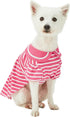 Blueberry Pet Sea Lover Rose Pink Striped Cotton Blend Dog Dress with Bowtie - Back Length 14" - Pack of 1