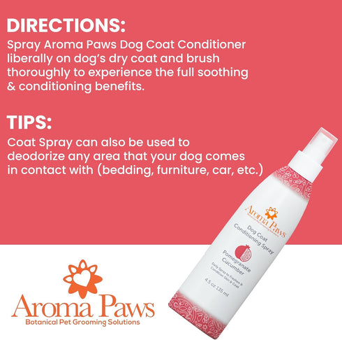 Scented Dog Coat Spray – Cleansing, Conditioning, Moisturizing – Aromatic Puppy Spray – 4.5 Oz., Pomegranate Cucumber