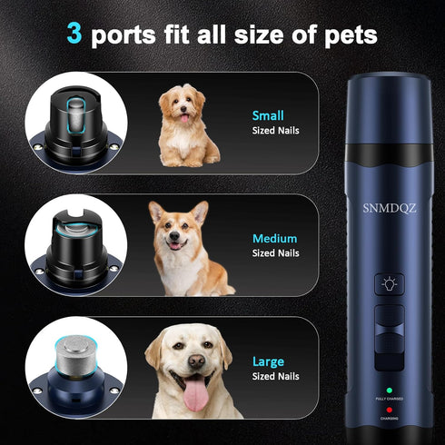 SNMDQZ Trimmers, 2 2 Dog Nail Grinder, Dog Nail and Clippers Kit with LED Lights. Super Quiet Electric Pet Nail