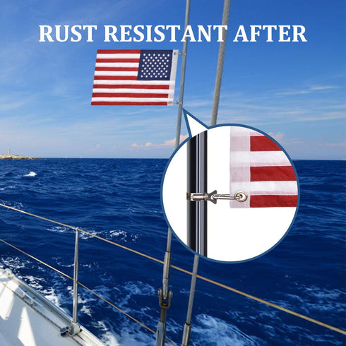 Universal Boat Flag Marine with 4 Boat Flag Pole Kits, USA Flag with 50 Embroidered Stars
