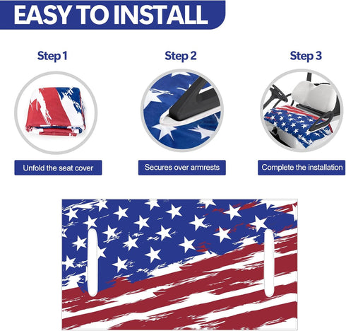 Golf Cart Seat Cover, 100% Microfiber Golf Cart Seat Towel Blanket for All 2-Seater Carts (USA Flag)