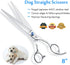 JASON 8" Straight Dog Grooming Scissors - Long Pets Grooming Shears with Offset Handle and Jewelled Screw