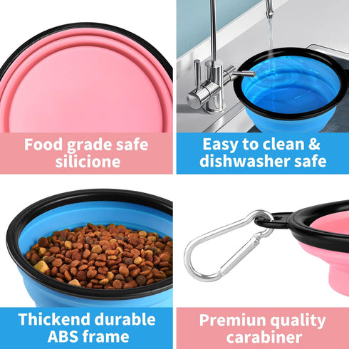 COOYOO 2 Pack Collapsible Dog Bowls, Portable Water Bowls for Cats and Dogs, Pet Feeding Dish for Walking and Traveling