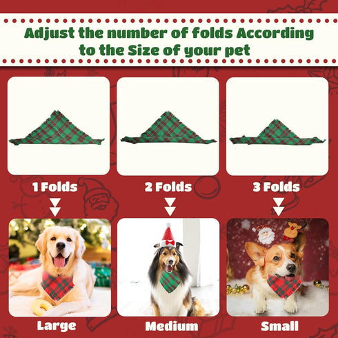 2 Pack Set, Christmas Dog Bandanas, Dog Classic Plaid Scarf Triangle Bibs Kerchief Pet Christmas Costume Accessories
