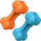 SCHITEC Two Squeaky Dog Chew Toys - Tough Indestructible Rubber Bone with Toothbrush for Large Medium Dogs