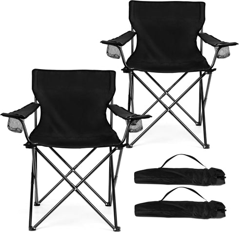 HaSteeL Foldable Camping Chair Set of 2, Folding Camp Chairs for Adults,