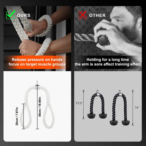 HPYGN Tricep Rope Cable Machine Attachment Set - LAT Pulldown Accessories for Home Gym Exercise