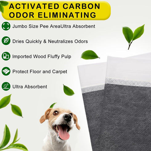 ELEGX 48"x36" Extra Large 30 Pcs Odor-Control Super Absorbency Charcoal Pee Pads for Dogs