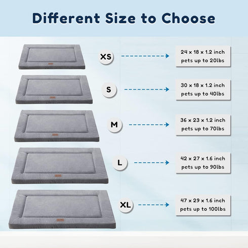 Dog Beds for Small, Medium, Large Dogs - Soft Warm Plush Crate Pad Mat, Anti-Slip Washable Mattress
