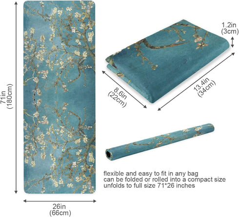 Leopard Skin Blue Animal Yoga Mat - Eco Friendly Non Slip Fitness Exercise Mat 70.8x26inc