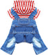 Small Dog Hoodie Clothes Cute Stripe Shirts Denim Jumpsuit One-Piece Outfit for Small Medium Dogs Cats Boy Girl