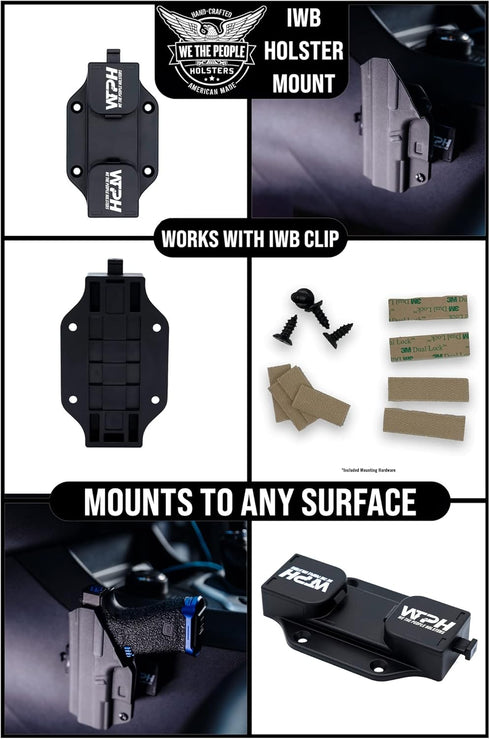 We The People Holsters IWB Car Gun Mount - Universal Flat Mounting Holster for Concealed Carry, Quick Release