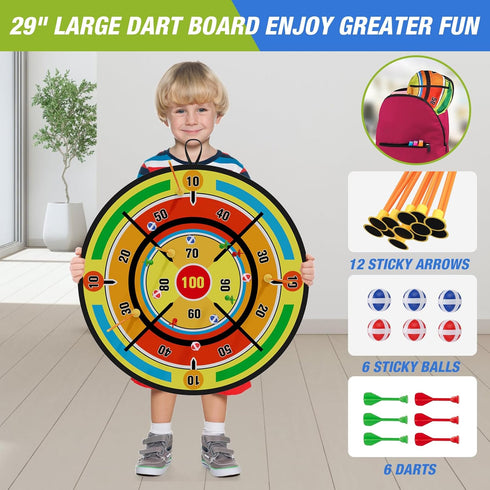2 Pack 29" Set 24 3 4 5 6 7 8 9 10 11 12 HYES Kids Bow and Arrow with Large Dart Board, LED Light Up Archery
