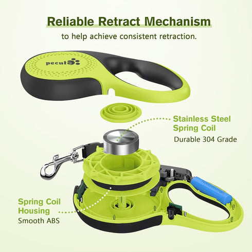 Pecute 16 ft Retractable Heavy Duty Dog Leash with Light, 360° Tangle-Free Walking Leash for Large Dogs up to 110 lbs