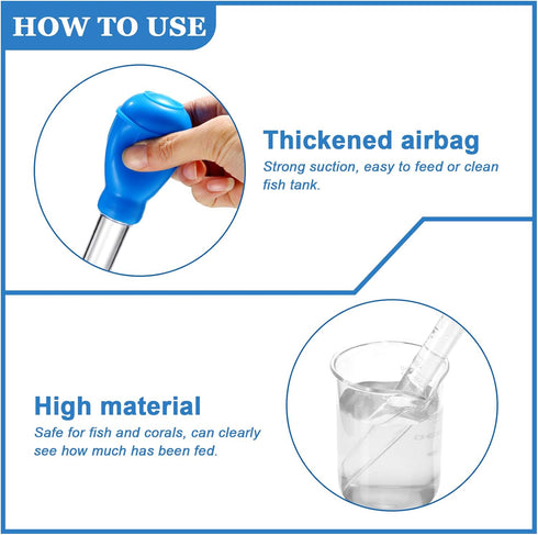 2 Pieces Aquarium Coral Feeder with Stainless Steel Feeding Tweezers, Syringe Spot Coral Feeding Tools (Blue, Black)