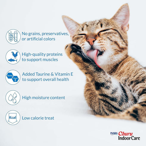 0.5 48 (4 Pack), INABA Churu for Cats, Functional, Creamy Lickable Pure Cat Treat for Indoor Care and Hairball Control