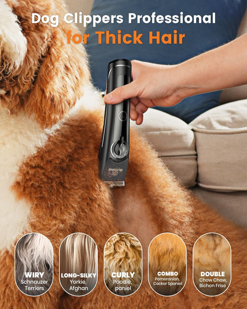 oneisall Dog Clippers for Grooming Doodles Poodles Thick Curly Hair,Low Noise Heavy Duty Dog Grooming Kit