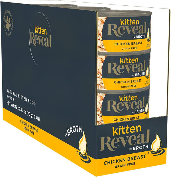Reveal Natural Wet Kitten Food, 12 Count, Grain Free, Limited Ingredient Canned Food for Kittens, Chicken Breast in
