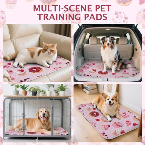 IEUUMLER 2 Pack EU015 36x36 Washable Pee Pads for Dogs, Cake Pattern Reusable Waterproof Puppy Potty Pads, Non-Slip