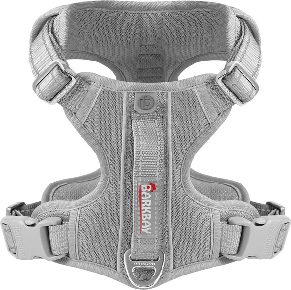 BARKBAY No Pull Dog Harness with ID Tag Pocket - Heavy Duty, Reflective, Easy Control for Large Dogs (Grey, M)