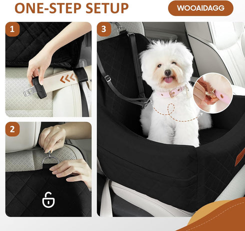 Straps,3 WOOAIDAGG Dog Car Seat for Medium Sized Dog,Pet Travel Car Bed with Seat Belt Channle,Fully Detachable