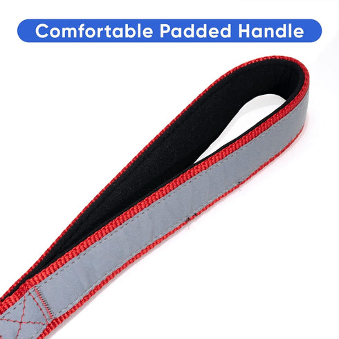 Pawtitas Heavy Duty Double Handle Dog Leash for Medium and Large Dogs, Ideal for Training, Red