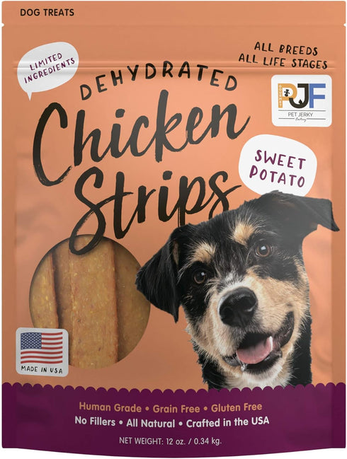 Premium Chicken and Sweet Potato 12 oz. Dog Jerky Treats | 100% Human Grade | High Protein | Grain Free