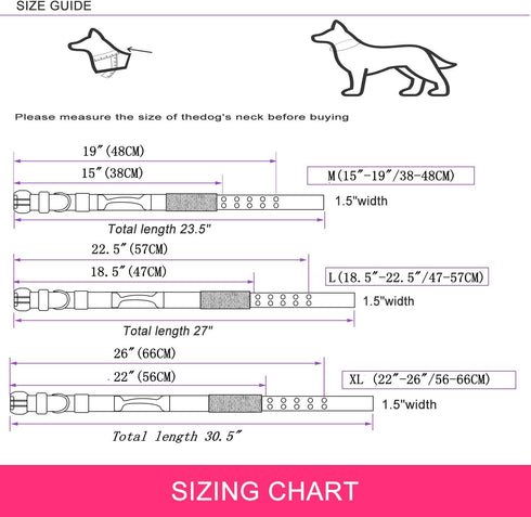 Reflective Tactical Dog Collar with Control Handle and Metal Buckle for Heavy Duty Dog Training (Large, Pink)