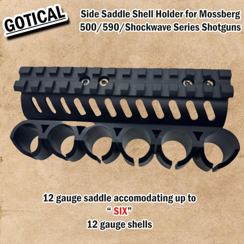 Gotical Quick Detach Saddle Side Carrier Kit, 12 Gauge 6 Round Shell Holder for Mossberg 500/590