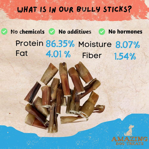 Amazing Dog Treats, Bully Stick Bites, 1 Lb. Bag, Premium Dog Chews, 100% Beef Bully Bones