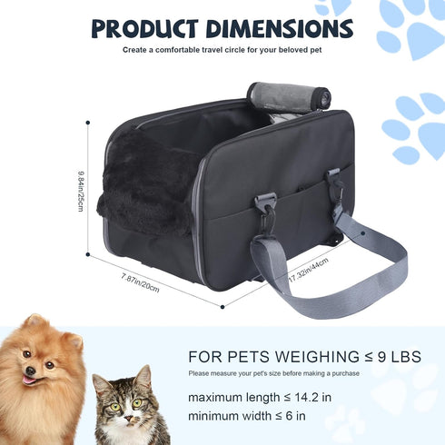 13 lbs Center Console Dog Car Seat for Small Dogs,Dog Booster Car Seat with Safety Belt and Pockets,Portable Pet