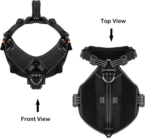 ICEFANG GN8 Tactical Dog Harness with 4X Metal Buckles, Reflective No-Pull K9 Vest for Small Dogs (Black, Small)