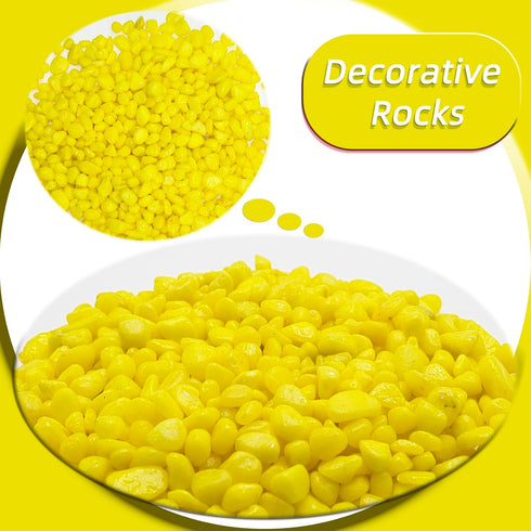 Yellow Pebbles for Crafts, 0.9 Pound Natural Polished Aquarium Gravel, Decorative for Indoor Plants