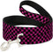 Buckle-Down Pet Leash - Checker Weathered Black/Neon Pink - 4 Feet Long - 1.5" Wide