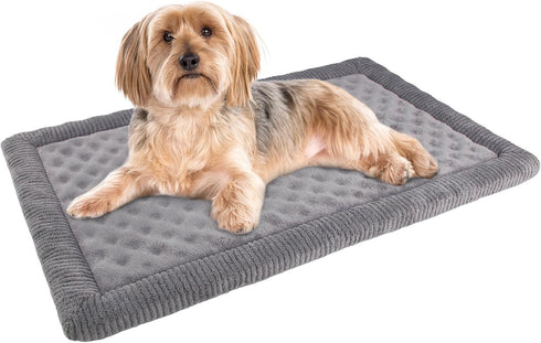 Dog Crate Pad, 24x17 inch Gray Memory Foam Bed Mat for Small Dogs, Washable Puppy Sleeping Bed, Anti-Slip