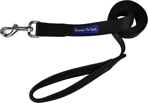 Downtown Pet Supply 2ft Heavy-Duty Dog Leash, Padded Comfort Handle, Stainless Steel Fastener, Black