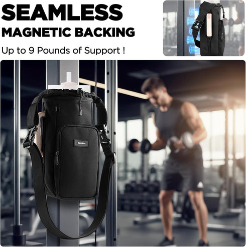 5X 5 EasyAcc Magnetic Gym Bag, Upgraded Super Strong Magnetic Gym Water Bottle Bag Holder Carrier, Built-in Magnets