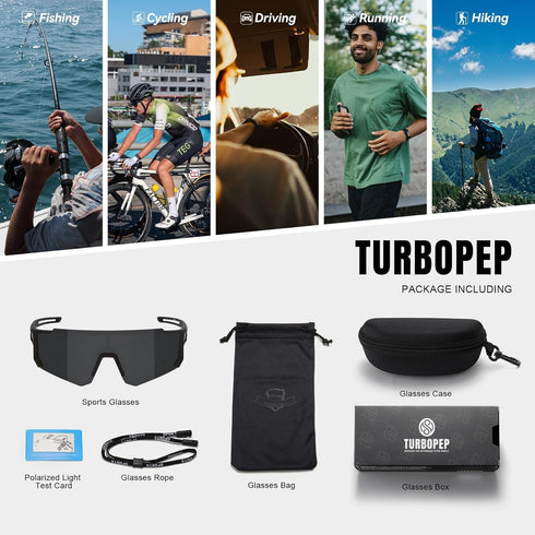 Polarized Sports Sunglasses for Men and Women - Fishing, Cycling, Mountain Bike, Baseball with UV Protection