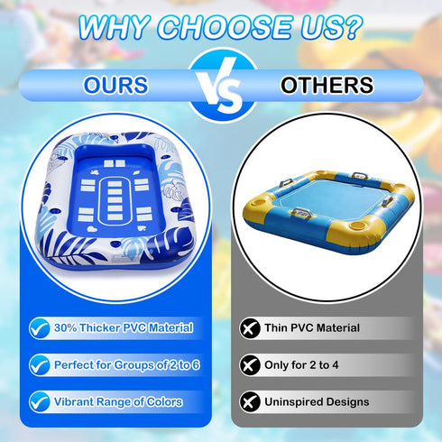56IN Summer Oversize Floating Card Game Table for Pool with Waterproof Cards - Inflatable Floating Card Table