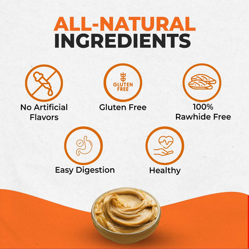 Canine Naturals Peanut Butter Chew - 100% Rawhide Free Dog Treats, 2 Pack of 7 Inch Large Rolls for Dogs 50 lbs+
