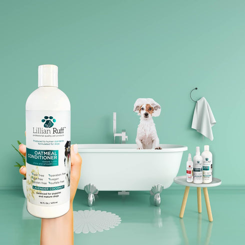 Lillian Ruff Calming Oatmeal Pet Conditioner 16oz for Dry Skin & Itch Relief with Aloe & Hydrating Essential Oils