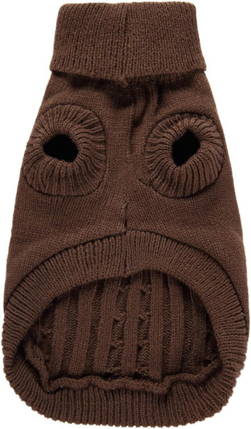 CHBORCHICEN Small Dog Sweaters, Knitted Pet Cat Warm Sweatshirt for Winter, Brown, Large, Kitten Puppy Sweater