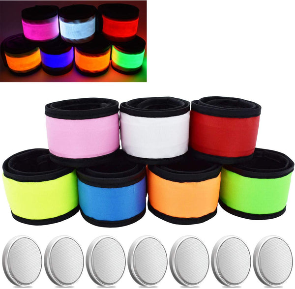 LED Glow Slap Bracelets Light Up Wristbands for High Visibility Safety Gear, Fits Women Men for Cycling, Running