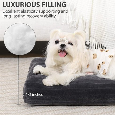 Washable Dog Beds for Extra Small Dogs - Deluxe Thick Flannel Fluffy Comfy Kennel Pad - Anti-Slip & Anti-Scratch Pet