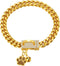 Dog Chain Collars Gold Dog Collar 10mm Cuban Link with CZ Diamond Buckle Bling for Puppy Small Medium Large Dogs (24")