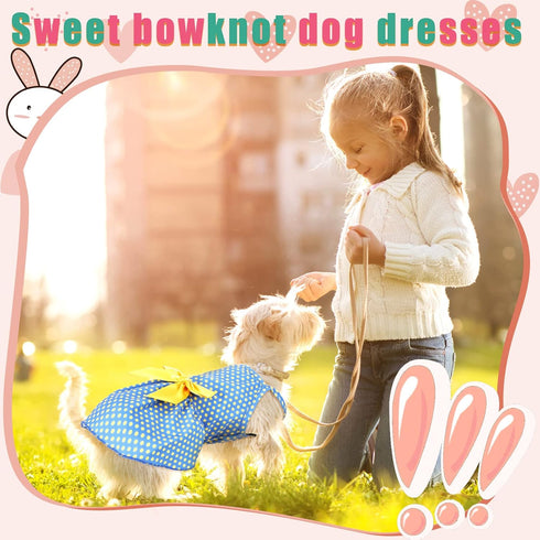 6 Pieces Puppy Dog Dress, Pet Bowknot Princess Floral Vest Skirt for Small Dog Cat Summer Apparel