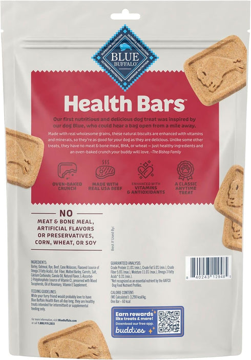 16-oz Blue Buffalo Health Bars Crunchy Dog Biscuits, Oven-Baked With Natural Ingredients, Beef, Bag