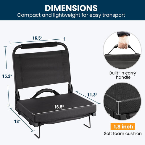 Maeytau Stadium Seats for Bleachers with Back Support, Portable Bleacher Seats with Thick Padded Cushion and Carry
